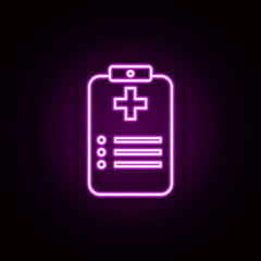Poster - medical prescription neon icon. Elements of hospital set. Simple icon for websites, web design, mobile app, info graphics