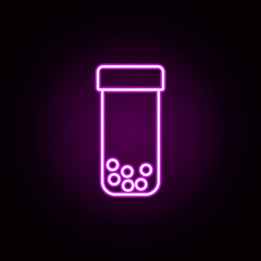 Poster - capsule with medicines neon icon. Elements of hospital set. Simple icon for websites, web design, mobile app, info graphics
