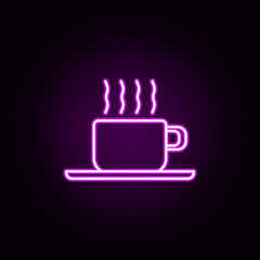 Poster - a cup of coffee neon icon. Elements of restaurant set. Simple icon for websites, web design, mobile app, info graphics