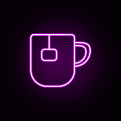 Poster - a cup of tea neon icon. Elements of restaurant set. Simple icon for websites, web design, mobile app, info graphics