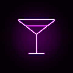 Poster - cocktail glass neon icon. Elements of restaurant set. Simple icon for websites, web design, mobile app, info graphics