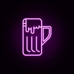Poster - beer mug neon icon. Elements of restaurant set. Simple icon for websites, web design, mobile app, info graphics