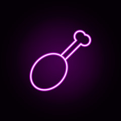 Poster - fried chicken leg neon icon. Elements of restaurant set. Simple icon for websites, web design, mobile app, info graphics
