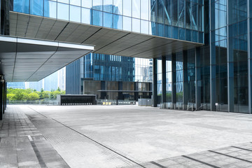 Panoramic skyline and buildings with empty concrete square floor,chongqing,china