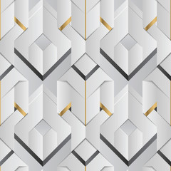 Wall Mural - Geometric decor stripes white and golden element