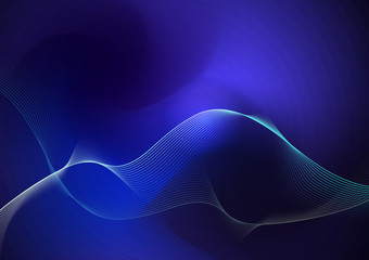 Aufkleber - Vector illustration smooth lines in dark blue color background. Hi tech digital technology concept. Abstract futuristic, shiny lines background