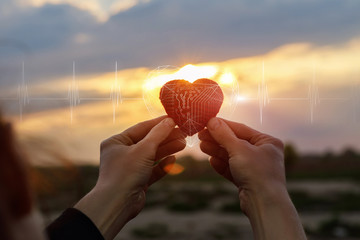 heart artificial in hands .