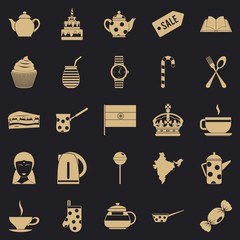 Wall Mural - Tea place icons set. Simple set of 25 tea place vector icons for web for any design