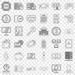 Poster - Businessman icons set. Outline style of 36 businessman vector icons for web for any design