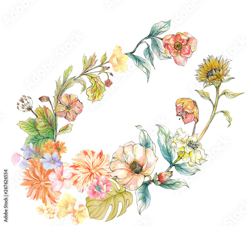 Beautiful watercolor flowers for your design and greeting cards for the holiday