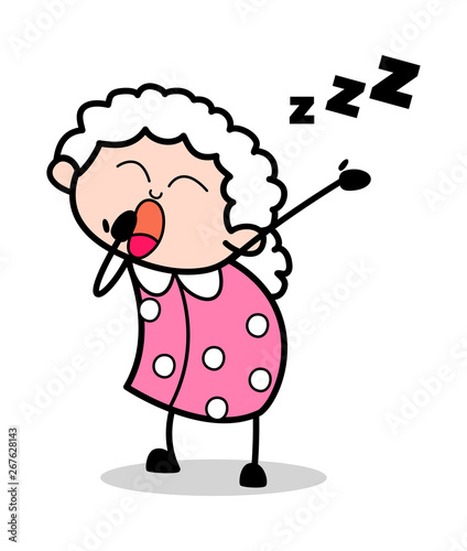 Yawning Old Woman Cartoon Granny Vector Illustration Buy This Stock Vector And Explore Similar Vectors At Adobe Stock Adobe Stock