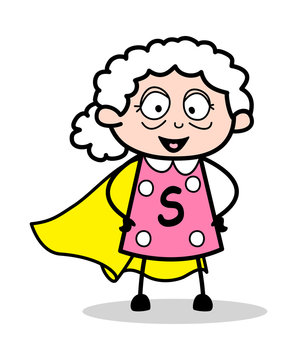 Super Granny - Old Woman Cartoon Granny Vector Illustration