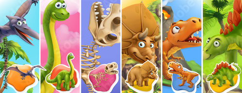 Dinosaurs cartoon character Wallpaper Mural