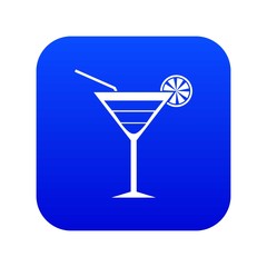 Poster - Beach cocktail icon digital blue for any design isolated on white vector illustration