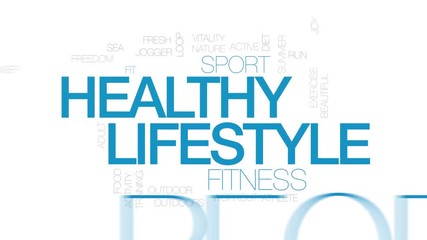 Wall Mural - Healthy lifestyle animated word cloud. Kinetic typography.