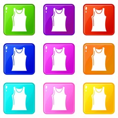 Wall Mural - Women t shirt icons set 9 color collection isolated on white for any design