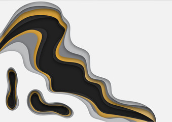 Wall Mural - 3d paper art illustration. Gold and grey halftone gradients. Landscape the top view, the top view on the river. Design layout for banners presentations, flyers, posters and invitations. Vector illustr