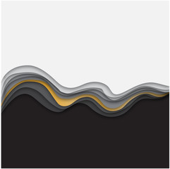 Wall Mural - 3d paper art illustration. Gold and grey halftone gradients. Landscape the top view, the top view on the river. Design layout for banners presentations, flyers, posters and invitations. Vector illustr