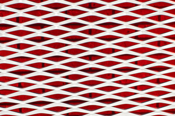 Poster - White wavy lines on a red background. White grid on red texture. Ornament.