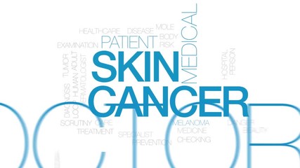 Canvas Print - Skin cancer animated word cloud. Kinetic typography.