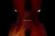 Cello closeup on black background