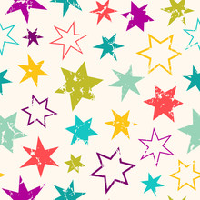Cute Seamless Vector Pattern With Different Stars.