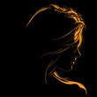 Beauty Woman Face silhouette in contrast backlight. Illustration.