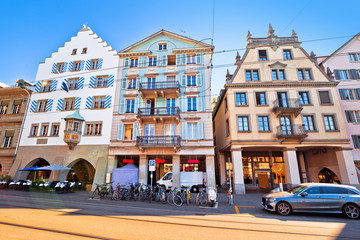 Colorful street of Zurich Swiss architecture view