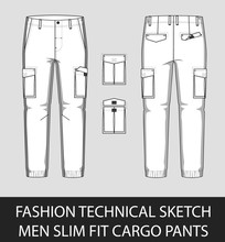 Fashion Technical Sketch Men Slim Fit Cargo Pants
