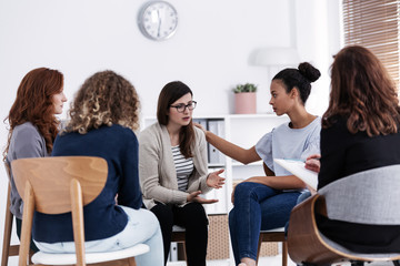 Wall Mural - First meeting of Women's issues support group meeting, group therapy concept