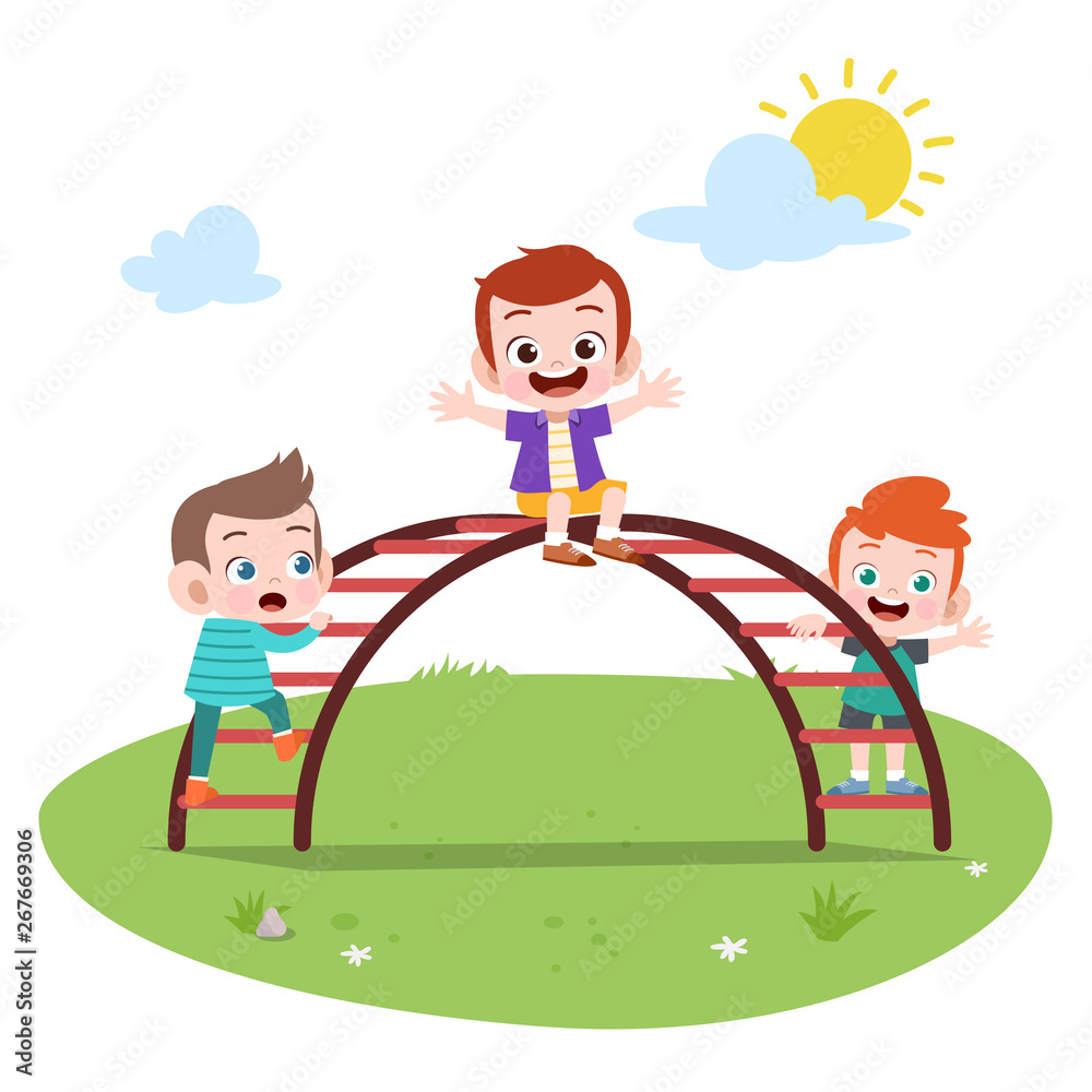 happy kids playing vector illustration isolated Stock Vector | Adobe Stock