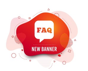 Poster - Fluid badge. FAQ information sign icon. Help speech bubble symbol. Abstract shape. Gradient faq icon. Flyer liquid banner. Vector