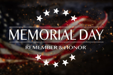 Wall Mural - American flag with the text Memorial day. Celebration of all who served.