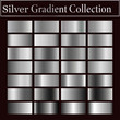 Metallic, bronze, silver, gold, chrome, copper metal foil texture gradient template Vector swatch set. Metallic gradient illustration gradation for backgrounds