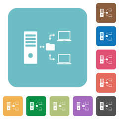 Sticker - Network file system with server rounded square flat icons