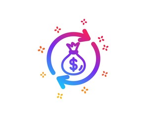 Aufkleber - Cash exchange icon. Dollar money bag symbol. Money transfer sign. Dynamic shapes. Gradient design money exchange icon. Classic style. Vector