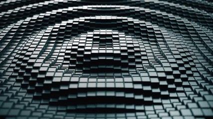 Poster - 3d render. dark plastic cubic surface in wave motion. abstract seamless loop 3d animation of cubes m