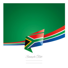 New Abstract South Africa Flag Ribbon Origami Green Background Vector