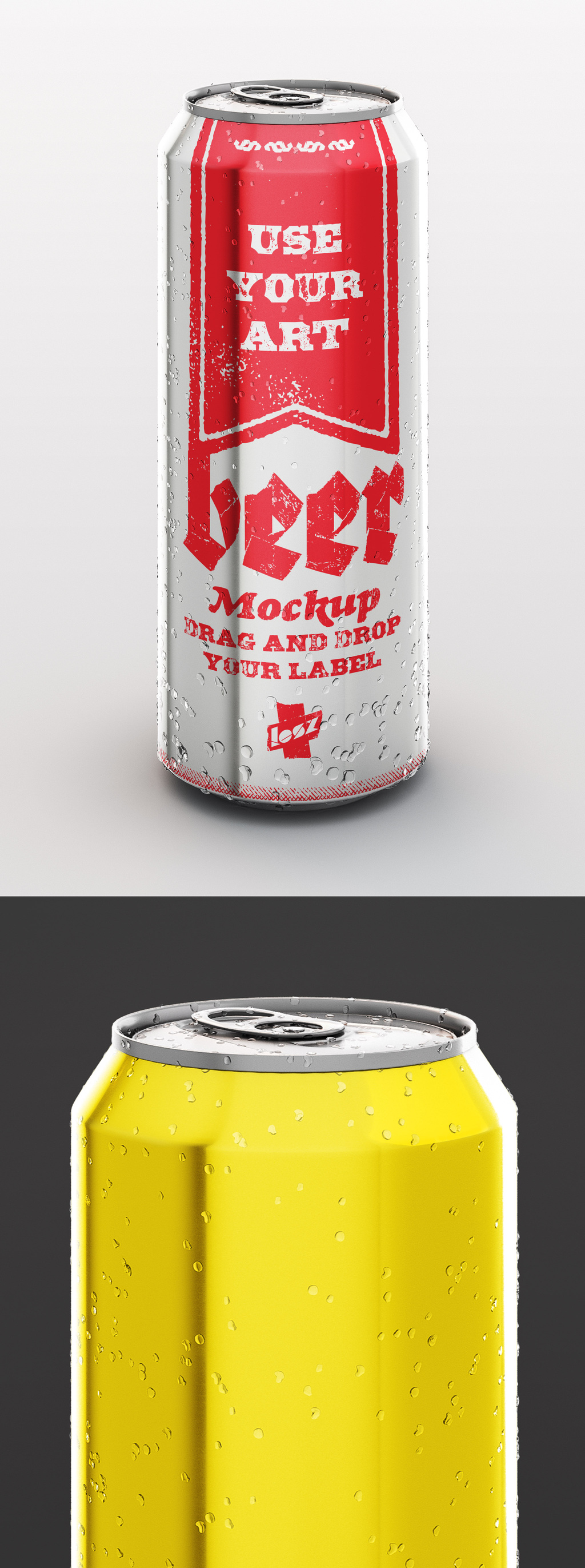 Download Beverage Can With Water Drops Mockup Stock Template Adobe Stock
