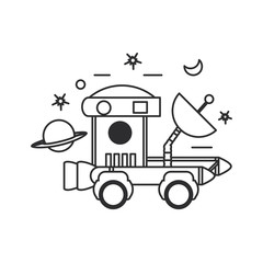 Sticker - space explorer car with planet saturn and set icons