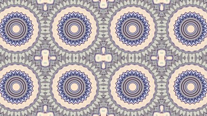Poster - Symmetric mosaic tile transforming ornament. Mosaic circles. Abstract looping footage.