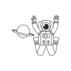 Wall Mural - astronaut suit with planet saturn