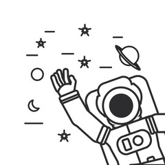 Wall Mural - astronaut suit greeting with set icons