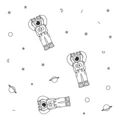 Wall Mural - pattern of astronauts suits with planet saturn and stars