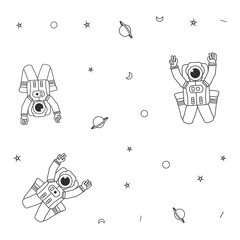 Wall Mural - pattern of astronauts suits with planet saturn and stars