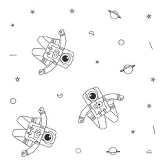 Wall Mural - pattern of astronauts suits with planet saturn and stars
