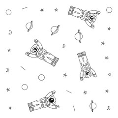 Wall Mural - pattern of astronauts suits with planet saturn and stars