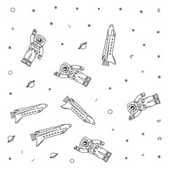Wall Mural - pattern of astronauts suits with space shuttles and stars