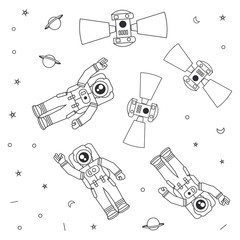 Wall Mural - pattern of astronauts suits with satellites and stars