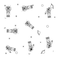 Wall Mural - pattern of astronauts suits with planet saturn and stars